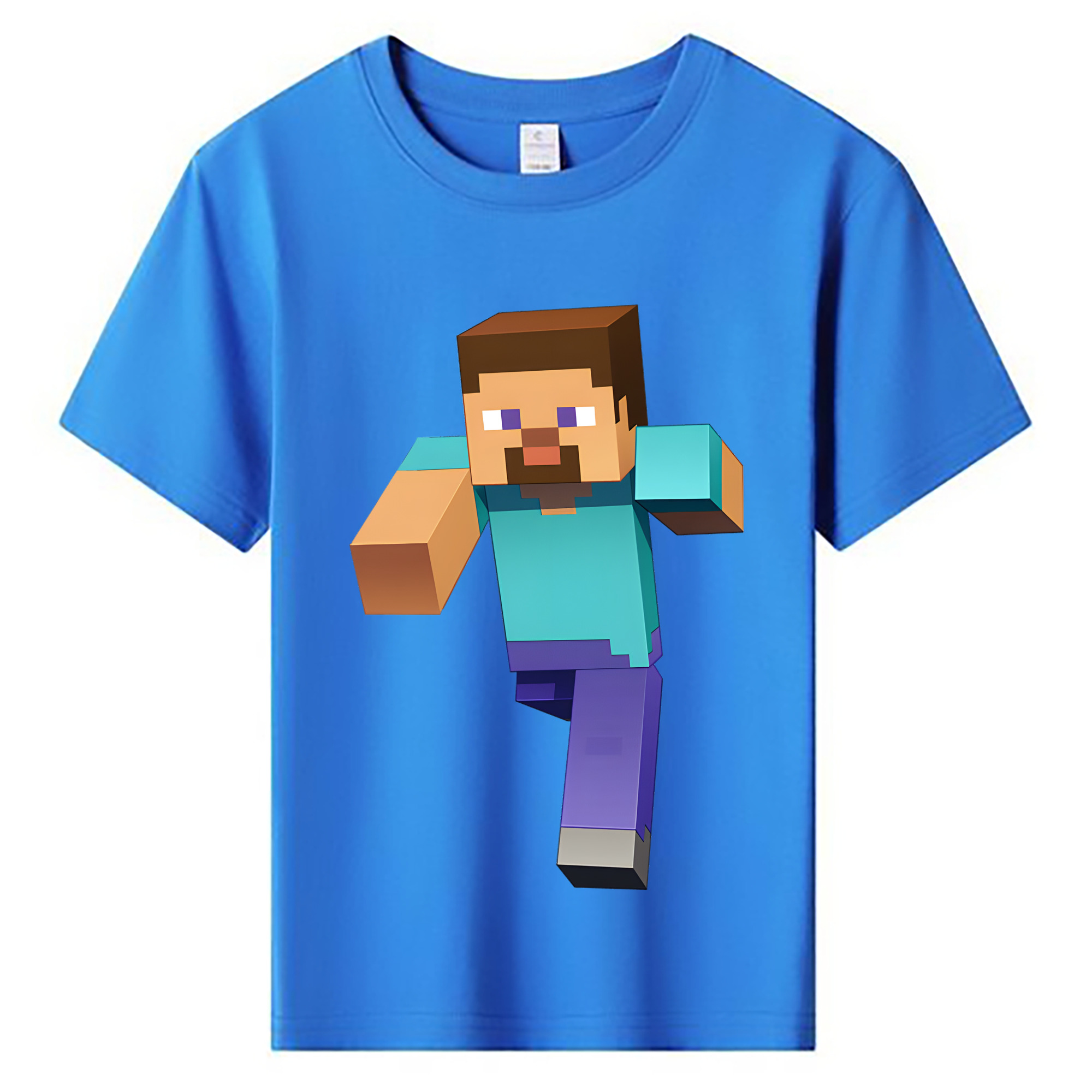 （画像用） マインクラフト ブロックの世界 Minecraft MC Block world 綿100％キッズTシャツ（フロントプリント）